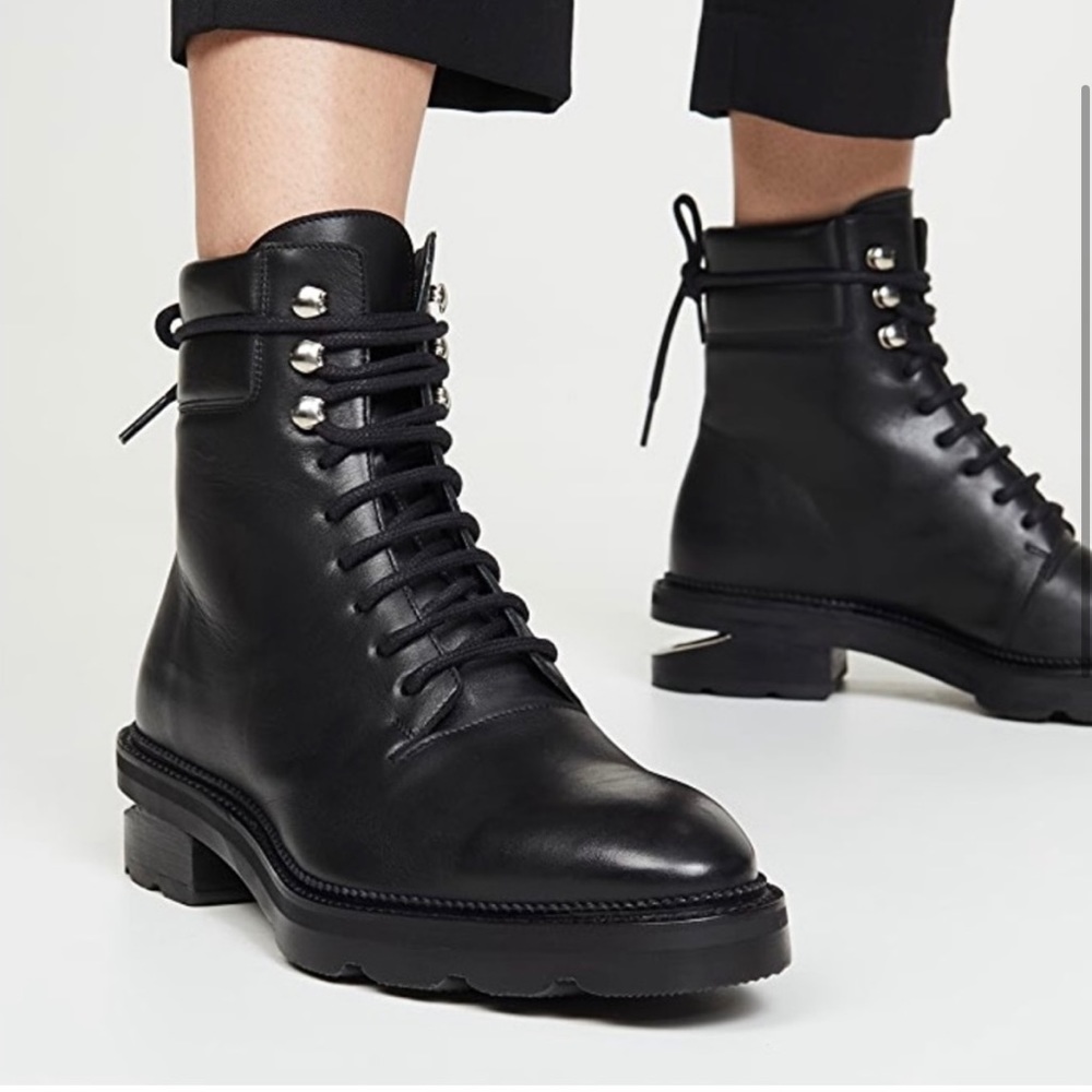 Alexander Wang Andy Hiking Boot size 8, Black Leather Boots with silver hardware